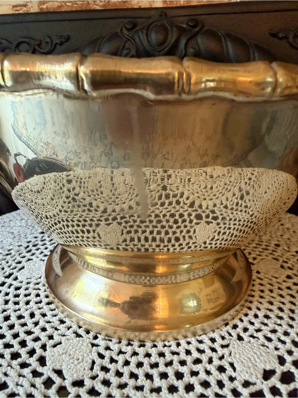 Vintage Brass Decorative Bowl - Bamboo Design Elegant Centerpiece or Accent
